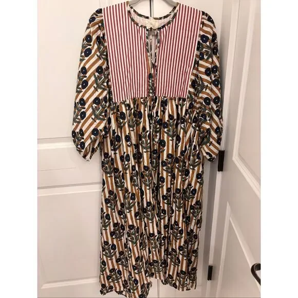Designer Block Print Coastal Grandma NWOT Darling Isle kaftan midi dress, Sm, $2 - Picture 2 of 9